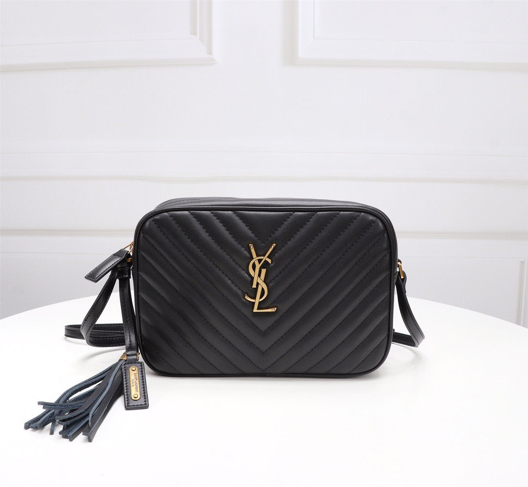 S18495 BLACK/GOLD YSL CAMERA BAG