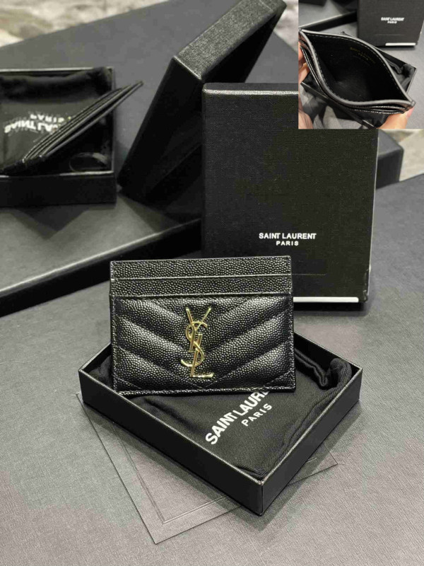 S09276 YSL WALLET (BLACK/GOLD)