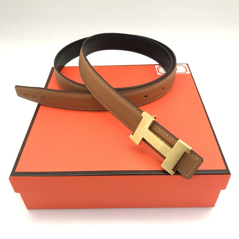 S08474 BROWN/GOLD HERMES BELT 2.5CM