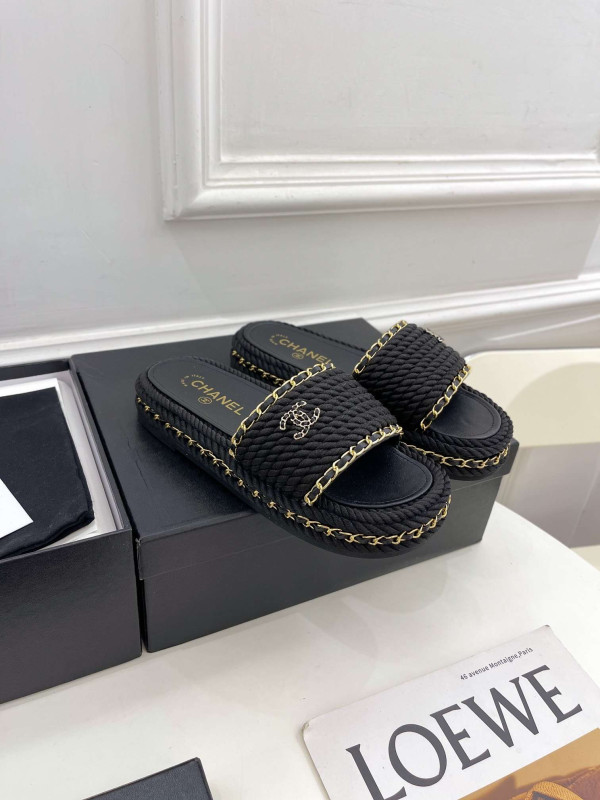 S57222 BLACK CHANEL SLIPPERS