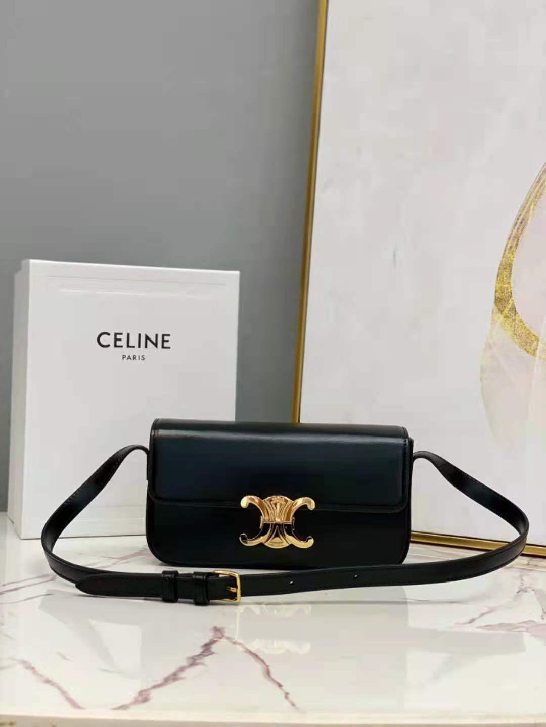 CL194142 BLACK CELINE TRIOMPHE CANVAS