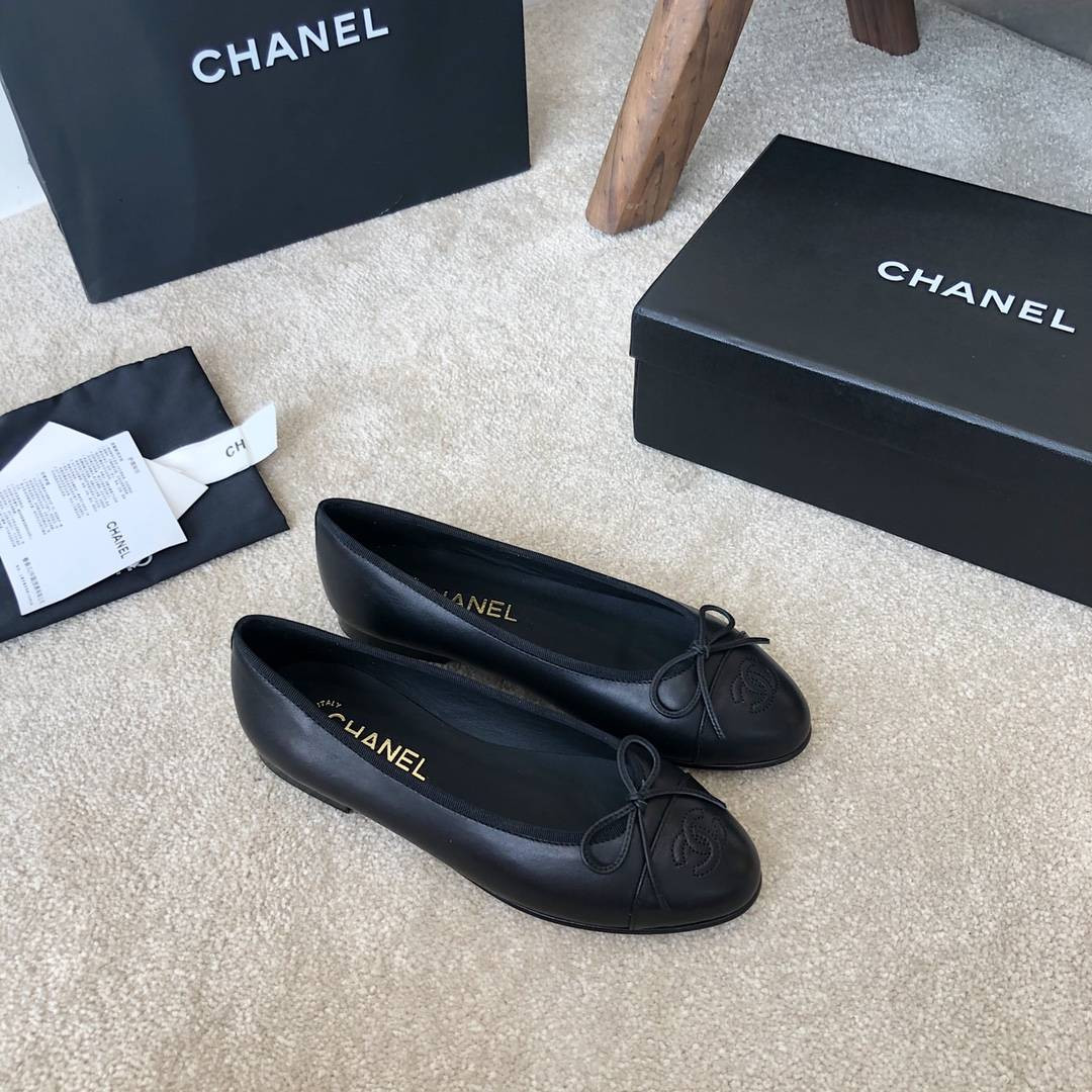 S32710 BLACK CHANEL BOW SHOES