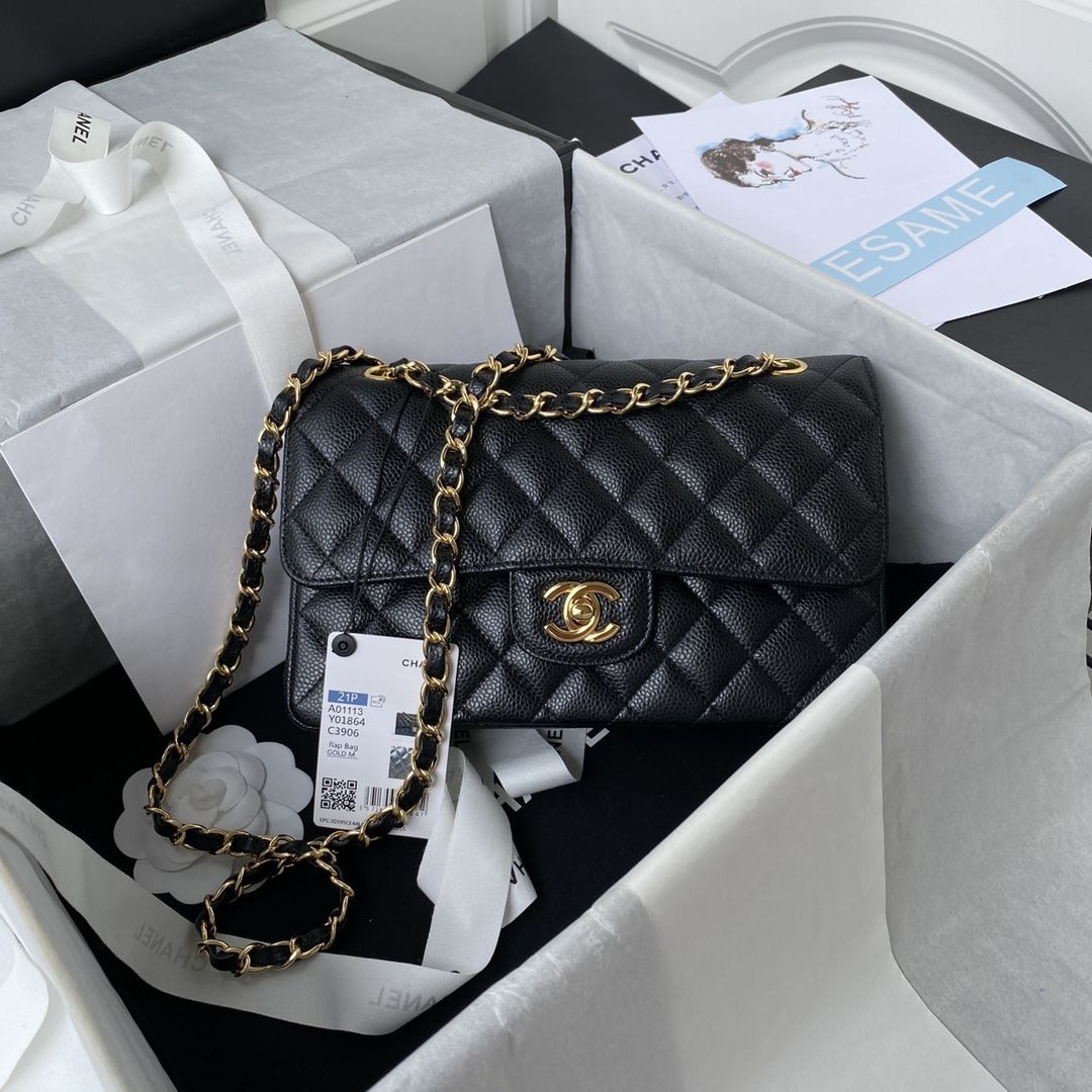 S03806 Chanel Classic Flap BLACK/GOLD